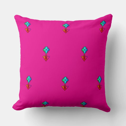 Blauwe Bloem Hot Pink Accent Bank Kussen (Voorkant)