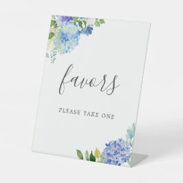 Blauwe Bloem Hydrangea Bruiloft Feest Favorieten B Reclamebord Met Voetstuk