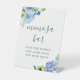 Blauwe Bloem Hydrangea Mimosa Bar Bord Reclamebord Met Voetstuk