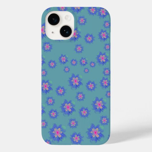 blauwe bloem iphone 14 hoesje (Achterkant)