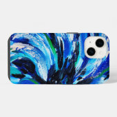 Blauwe bloem iPhone hoesje (Achterkant horizontaal)