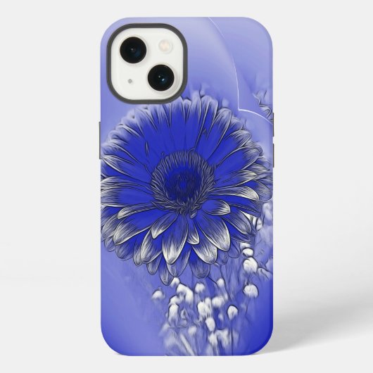 Blauwe bloem iPhone hoesje (Achterkant)