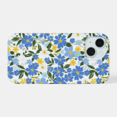 Blauwe Bloem iPhone Hoesje 15 Case (Achterkant horizontaal)