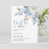  Blauwe bloem jongens babyshower  Kaart (Staand voorkant)