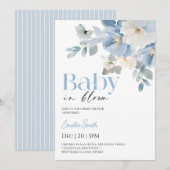  Blauwe bloem jongens babyshower  Kaart (Voorkant / Achterkant)