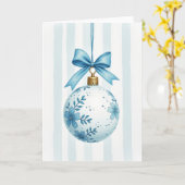 Blauwe Bloem Kerstbal Kaart (Gele Bloem)