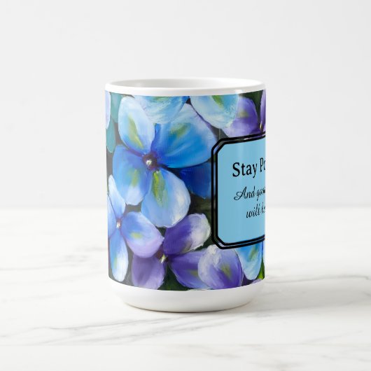 Blauwe bloem koffiemok positieve stelling (Center)