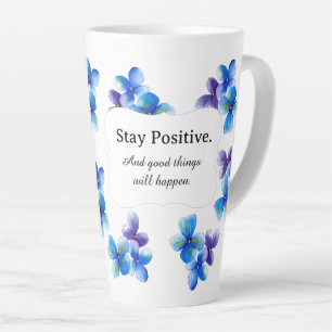 Blauwe bloem koffiemok positieve verklaring latte mok