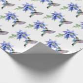 Blauwe Bloem Kolibrie Wilde Bloem Cadeaupapier (Hoek)