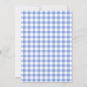 Blauwe Bloem Konijn Waterverf Gingham Lint Pasen Kaart (Achterkant)