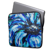 Blauwe bloem laptop sleeve (Voorkant Links)