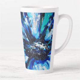 Blauwe bloem latte mok