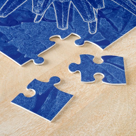 blauwe bloem legpuzzel (Zijkant)