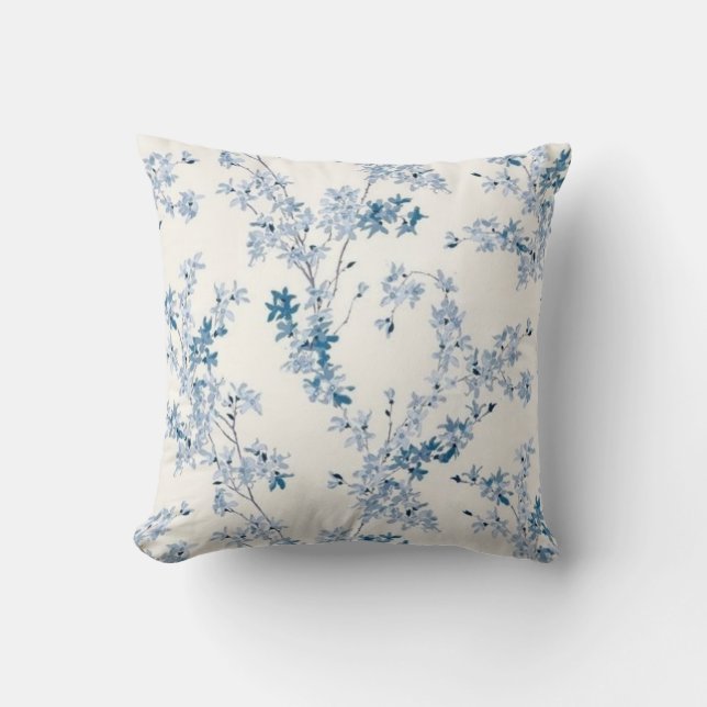 Blauwe bloem lente  kussen (Voorkant)