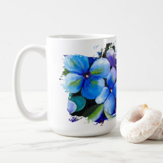 Blauwe bloem Liefde is het antwoord liefdesmok Koffiemok