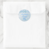 Blauwe Bloem & Lint Sweet 16 Sticker (Tas)