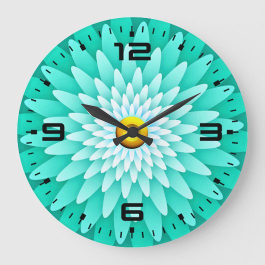 Blauwe bloem Mandala-68566 Grote Klok (Voorkant)