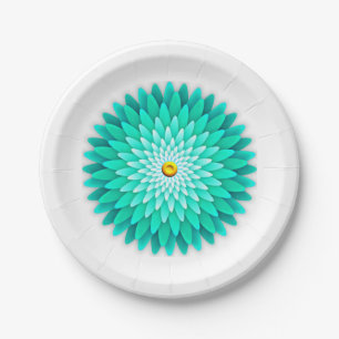 Blauwe Bloem Mandala-68566 Papieren Borden Bordje