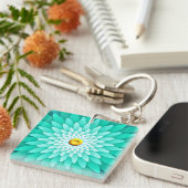 Blauwe bloem Mandala-68566 Sleutelhanger (Voorkant Rechts)