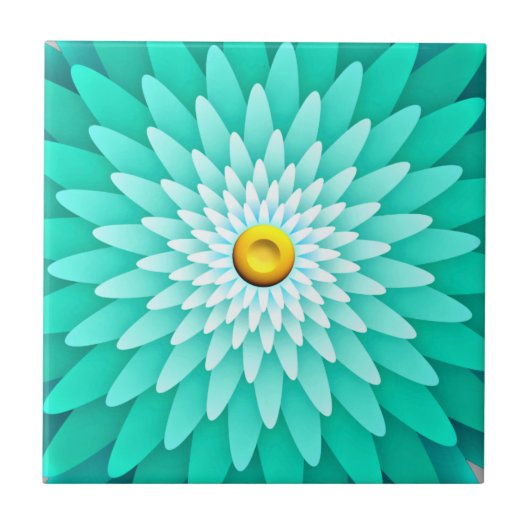 Blauwe bloem Mandala-68566 Tegeltje (Voorkant)