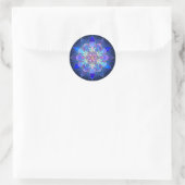 Blauwe bloem Mandala Fractal Ronde Sticker (Tas)
