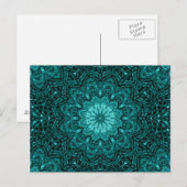 blauwe bloem mandala kunst briefkaart (Voorkant / Achterkant)
