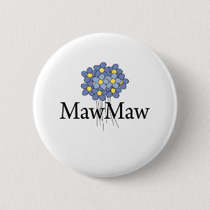  blauwe bloem MawMaw T-shirt Ronde Button 5,7 Cm