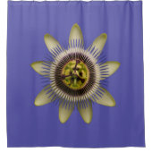 Blauwe Bloem Medaillon Douchegordijn & Voering (Voorkant)