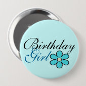 blauwe bloem, meisje, grote Button (Voorkant /achterkant)