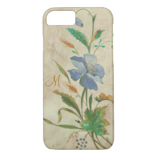 blauwe bloem met aangepast initiaal Case-Mate iPhone case