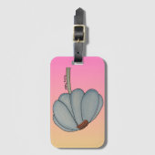 Blauwe Bloem met roze achtergrond Bagagelabel (Voorkant (verticaal))