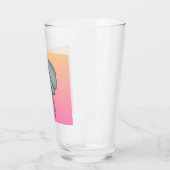 Blauwe bloem met roze achtergrond glas (Links)