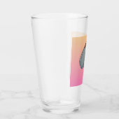 Blauwe bloem met roze achtergrond glas (Rechts)