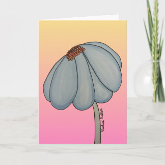 Blauwe Bloem met roze achtergrond Kaart