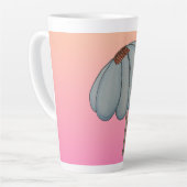 Blauwe bloem met roze achtergrond latte mok (Linkerhoek)