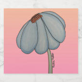 Blauwe Bloem met Roze Achtergrond Likeurfles Etiket (Enkel label)