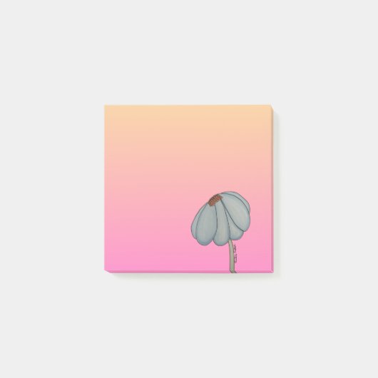 Blauwe Bloem met Roze Achtergrond Post-it® Notes (Voorkant)