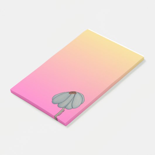 Blauwe Bloem met Roze Achtergrond Post-it® Notes (Schuin)