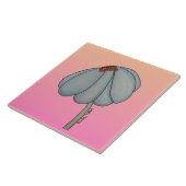 Blauwe Bloem met roze achtergrond Tegeltje (Zijkant)