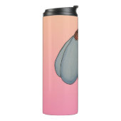 Blauwe Bloem met roze achtergrond Thermosbeker (Gedraaid links)