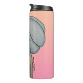 Blauwe Bloem met roze achtergrond Thermosbeker (Geroteerd rechts)
