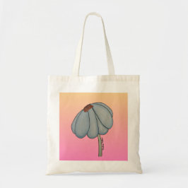 Blauwe bloem met roze achtergrond tote bag