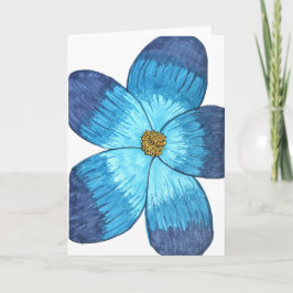 Blauwe Bloem met witte achtergrond blanco Kaart