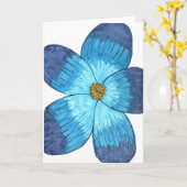 Blauwe Bloem met witte achtergrond blanco Kaart (Gele Bloem)