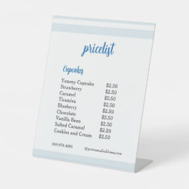  Blauwe Bloem Mixer Cupcake Prijslijst  Reclamebord Met Voetstuk