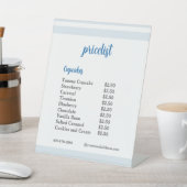  Blauwe Bloem Mixer Cupcake Prijslijst  Reclamebord Met Voetstuk (Insitu)