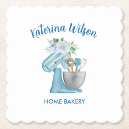 Blauwe Bloem Mixer Home Bakery Promotie Kartonnen Onderzetters