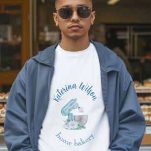 Blauwe Bloem Mixer Klein Bakkerij Bedrijfslogo T-shirt