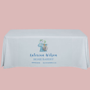 Blauwe Bloem Mixer Kleine Bakkerij Logo Merk Banne Wandkleed