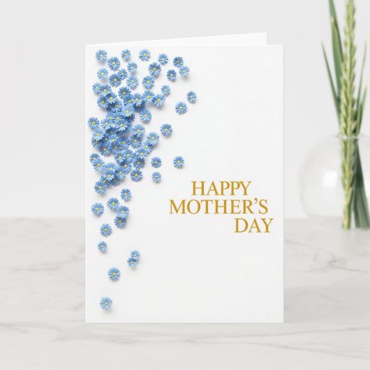 Blauwe Bloem Moederdag Berichtkaart Kaart (Voorkant)
